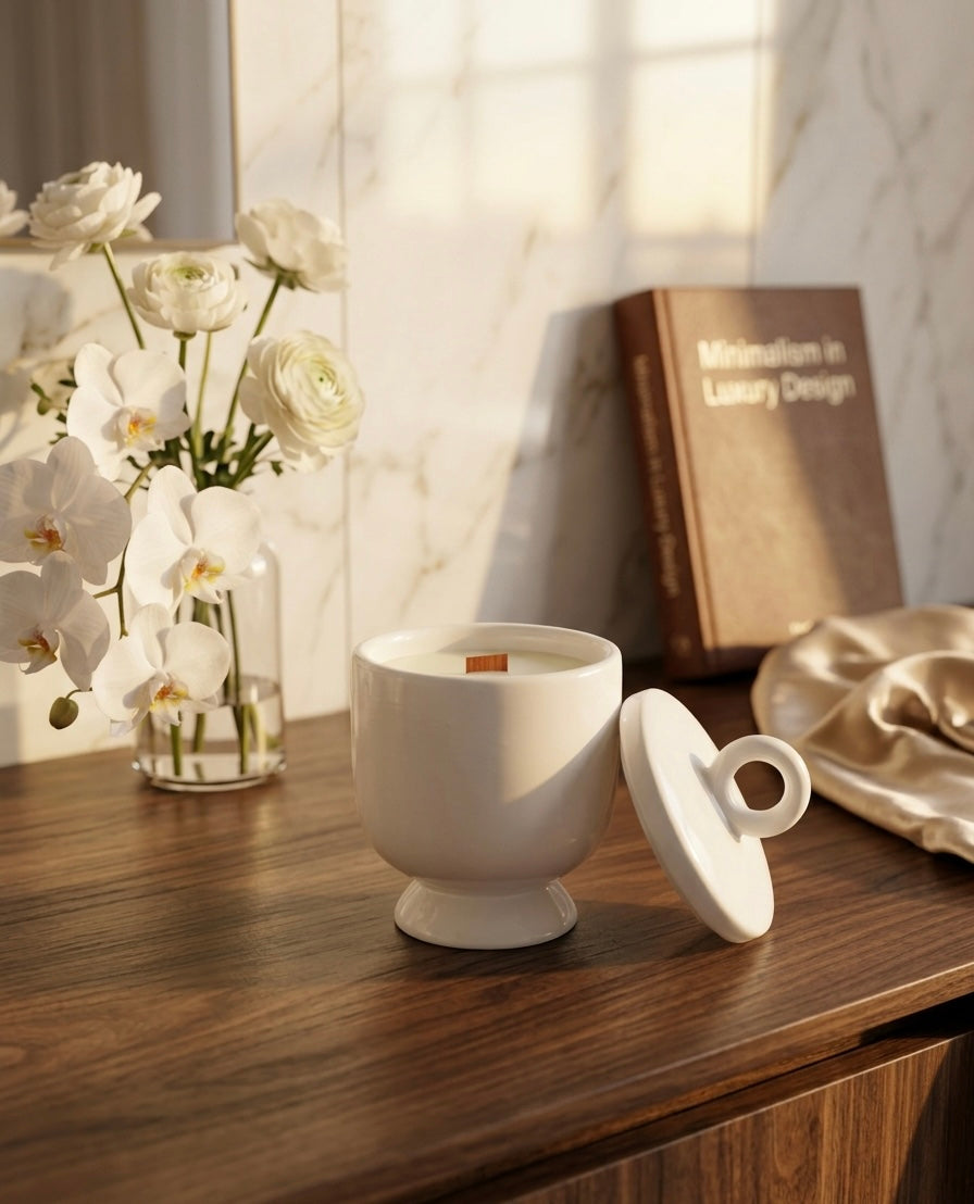 Vela de cera de soja y coco con mecha de madera encendida, aroma Eclipse, Rituel Lumière