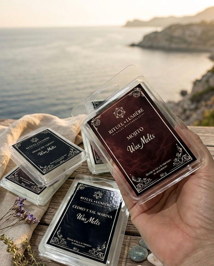LUMIÈRE D’ÉTÉ                          velas y wax melts artesanales de cera de soja y coco
