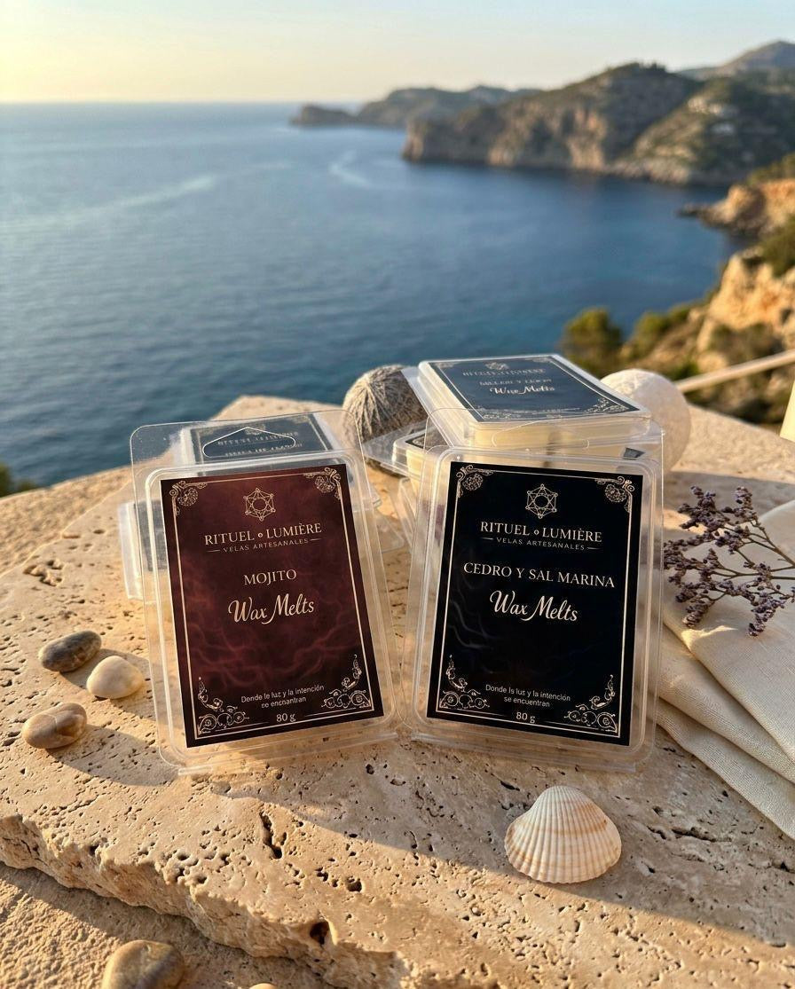 LUMIÈRE D’ÉTÉ                          velas y wax melts artesanales de cera de soja y coco